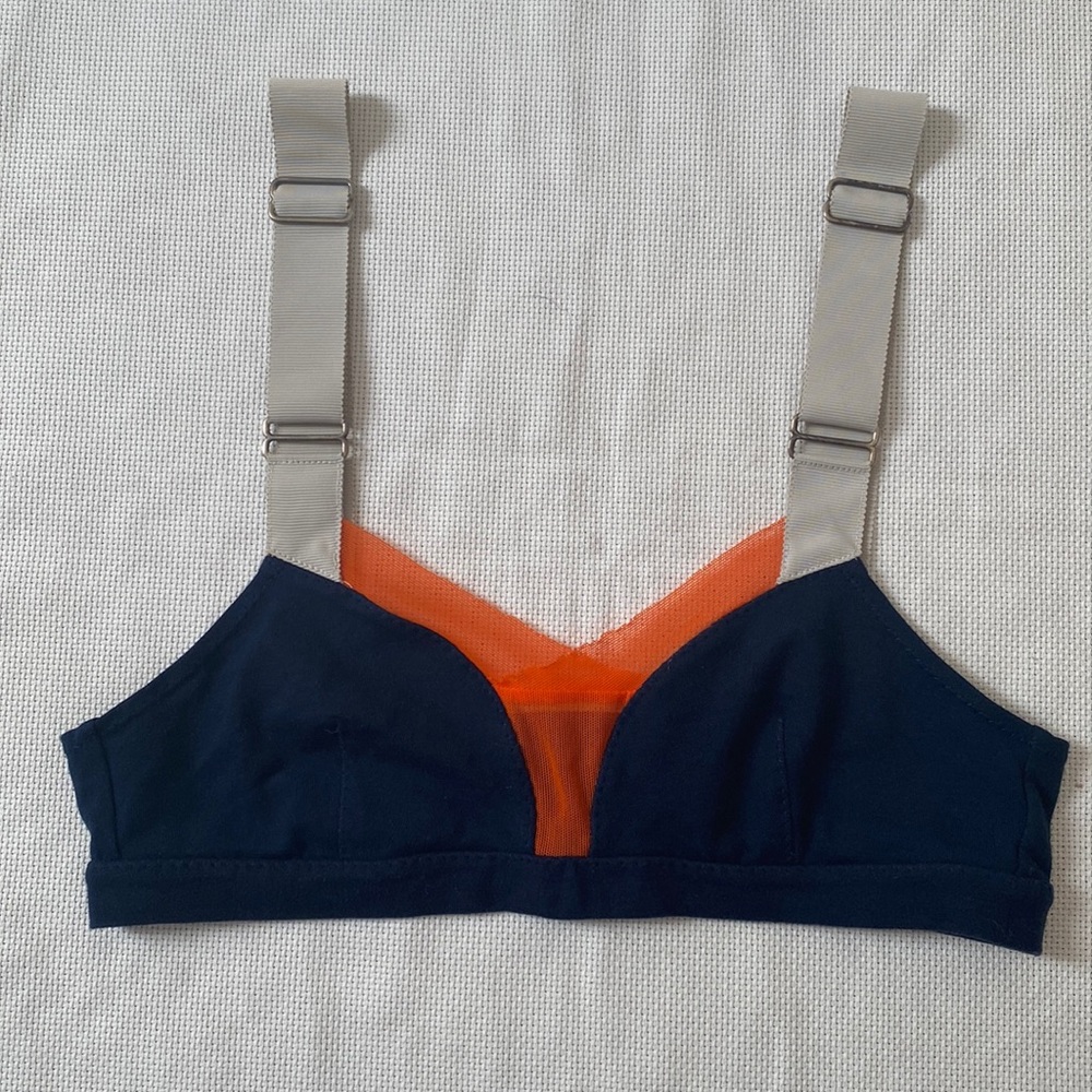 VPL Navy Blue and Orange Bralette with Gray Straps